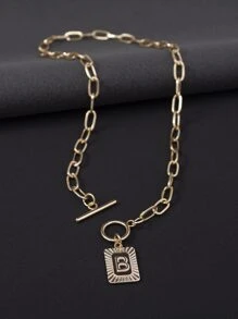 1 vòng cổ mặt dây chuyền chữ cái - Vàng - Xem 2