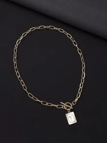 1 vòng cổ mặt dây chuyền chữ cái - Vàng - Xem 4