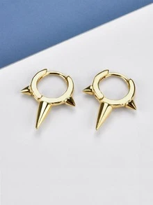 Cone Decor Silver Earrings For Women Bridal Wedding Fine Jewelry - Gold - View 5