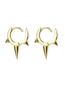 Cone Decor Silver Earrings For Women Bridal Wedding Fine Jewelry - Gold - View 2