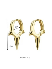 Cone Decor Silver Earrings For Women Bridal Wedding Fine Jewelry - Gold - View 4
