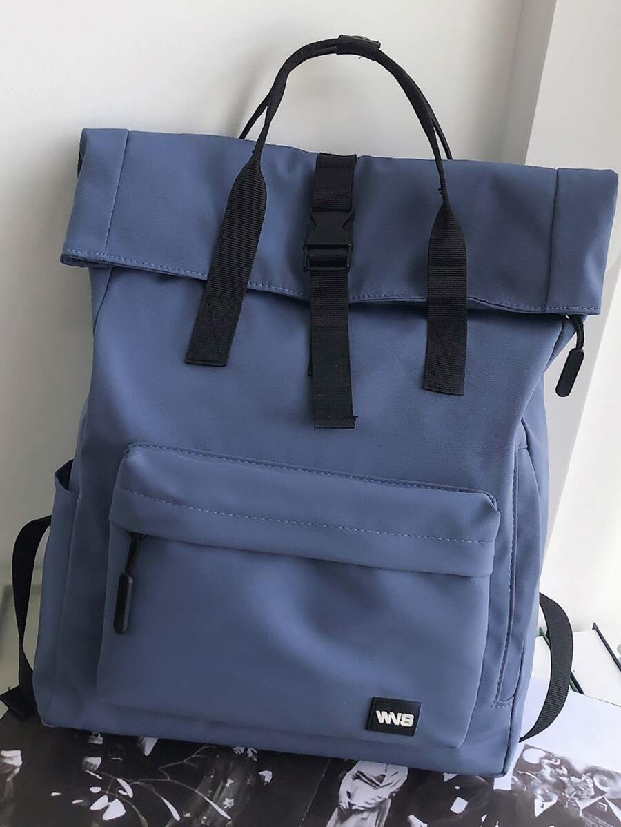 Rucsac funcțional de culoare solidă pentru femei, potrivit pentru naveta și călătorii, rucsac funcțional minimalist de zi cu zi pentru femei, rucsac funcțional de culoare solidă pentru femei, rucsac negru sportiv minimalist - Albastru - Vizualizare 1
