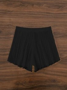 Quần short che chắn mùa hè trơn màu rau diếp - màu đen - Xem 2