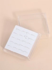 20pcs/set Popular Textured Metal Nose Ring Copper Simple & Stylish For Women & Girls Unisex - Silver - View 3