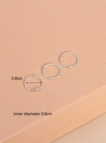 20pcs/set Popular Textured Metal Nose Ring Copper Simple & Stylish For Women & Girls Unisex - Silver - View 4