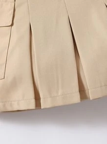 SHEIN 女小童素色優雅和簡約風卡其色中長半身裙適合夏天