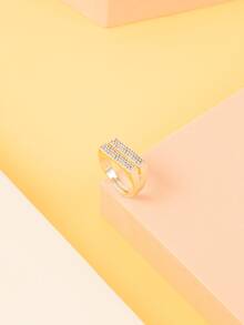 2pcs/set Cubic Zirconia Decor Ring - Yellow Gold - View 4