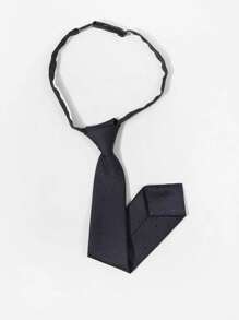 Kids Solid Tie - Black - View 2