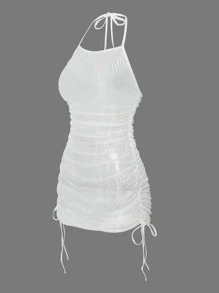 SHEIN Swim Summer Beach Drawstring Side Halter Cover Up Dress