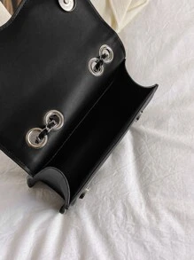 Mini bolso de novedad con cadena con solapa y gráfico de letras, minibolso cruzado de moda, bolso de hombro con solapa lindo, bolso sencillo de Color sólido para mujer