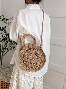 Minimalist Straw Bag - Khaki - View 2