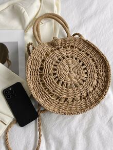 Minimalist Straw Bag - Khaki - View 3