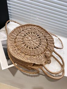 Minimalist Straw Bag - Khaki - View 4