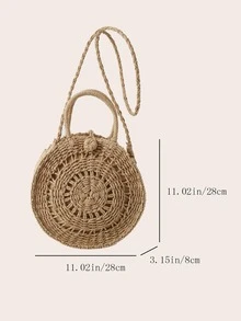 Minimalist Straw Bag - Khaki - View 6