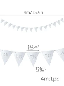 1入組白色浪漫花邊三角旗掛布，上面印有"MR&MRS"，適用於戶外婚禮慶典裝飾 - 白色 - 查看 4