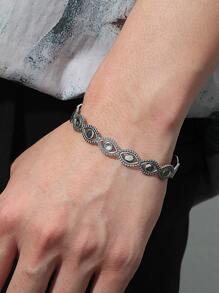 Men Eye Decor Cuff Bangle, For Jewelry Gift And Party - Silver - View 1