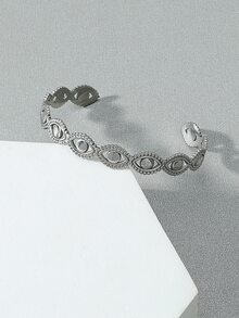 Men Eye Decor Cuff Bangle, For Jewelry Gift And Party - Silver - View 2