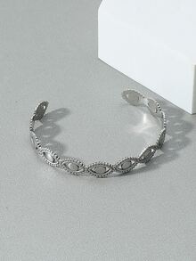 Men Eye Decor Cuff Bangle, For Jewelry Gift And Party - Silver - View 3