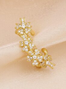 1pc Cubic Zirconia Flower Decor Ear Cuff Valentines - Yellow Gold - View 3