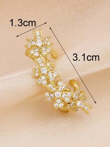 1pc Cubic Zirconia Flower Decor Ear Cuff Valentines - Yellow Gold - View 5
