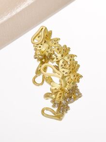 1pc Cubic Zirconia Flower Decor Ear Cuff Valentines - Yellow Gold - View 6