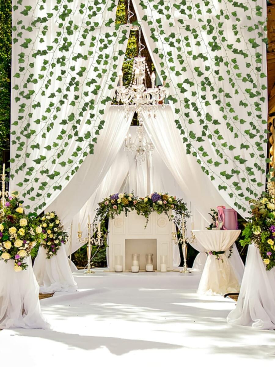 12pcs/set Rattan Artificial Leaf Vine, Cottagecore Green Artificial