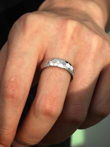 男士足球紋理質感戒指 - 銀色 - 查看 1