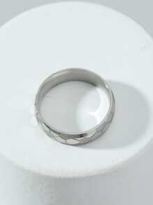 男士足球紋理質感戒指 - 銀色 - 查看 3