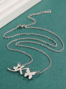 Vòng Cổ Charm Bướm & Chữ Cái - Bạc - Xem 26