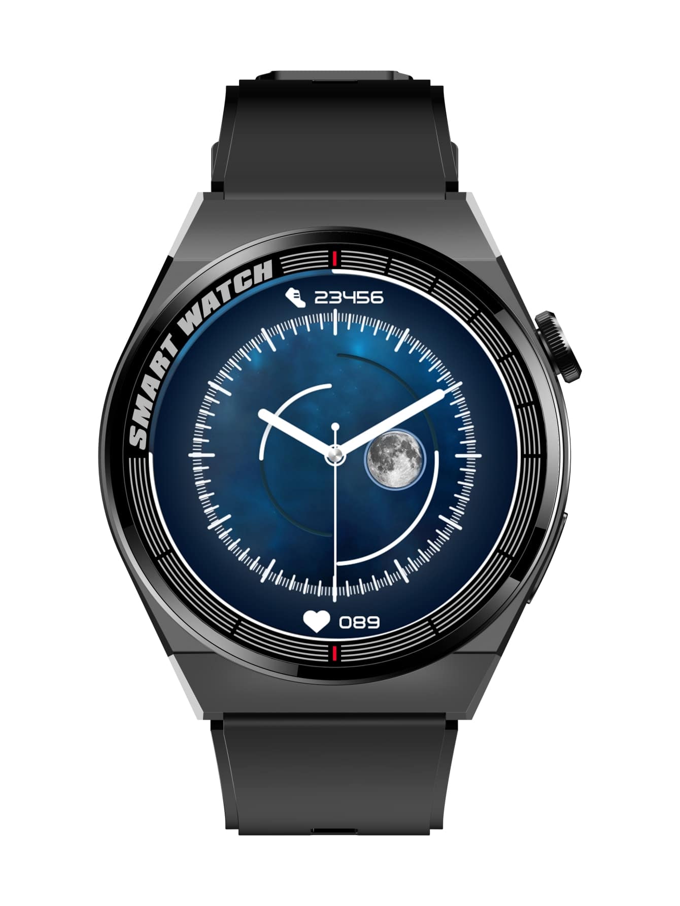 圓形指針日期石英手錶 - 黑色 - 查看 1