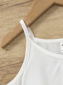 SHEIN Young Girl Solid Cami Top & Shorts & Vest Coat - Multicolor - View 4