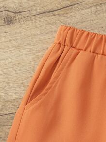 SHEIN Young Girl Solid Cami Top & Shorts & Vest Coat - Multicolor - View 6