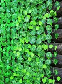 1pc Plastic Artificial Leaf Vine, Modern Simulation Green Vine For Home, Party - Green - View 2