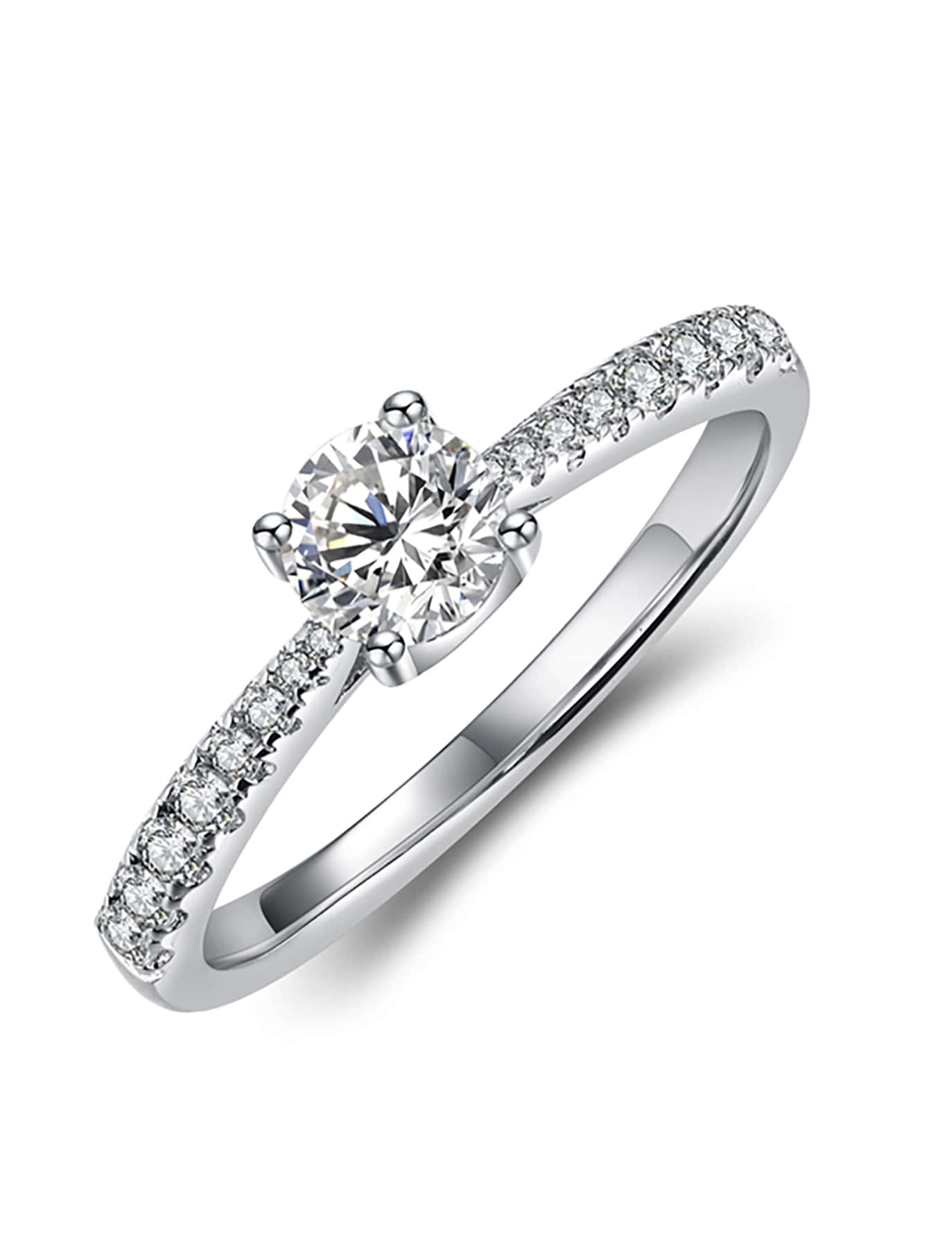 Ban nhạc cưới bằng bạc Moissanite Decor do phòng thí nghiệm tạo ra - trắng - Xem 1