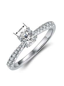 Ban nhạc cưới bằng bạc Moissanite Decor do phòng thí nghiệm tạo ra - trắng - Xem 4