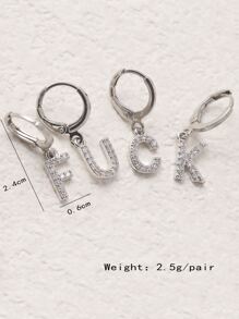 Thời Trang Âu Mỹ Tinh Tế Phong Cách Sang Trọng Đồng Đính Đá Cubic Zirconia 26 Chữ Cái Bảng Chữ Cái Tiếng Anh Nữ Chụp Tai sử Dụng Hàng Ngày - Bạc - Xem 7