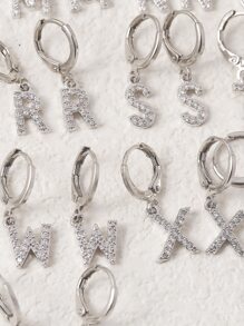 Thời Trang Âu Mỹ Tinh Tế Phong Cách Sang Trọng Đồng Đính Đá Cubic Zirconia 26 Chữ Cái Bảng Chữ Cái Tiếng Anh Nữ Chụp Tai sử Dụng Hàng Ngày - Bạc - Xem 6