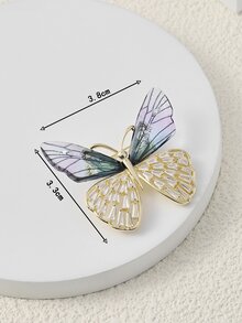 Cubic Zirconia Decor Butterfly Design Brooch - Yellow Gold - View 3