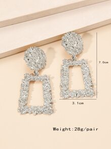 1 Vintage Phong Cách Âu Mỹ Hình Giọt Nước Hợp Kim Họa Tiết Phóng Đại Hình Học Tai Giọt Kẹp Dành Cho Phụ Nữ Hàng Ngày - Bạc - Xem 3