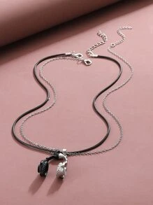 2入組時尚磁性情侶耳機掛件項鍊,運動風格,適合日常穿戴,以及情人節禮物 - 彩色 - 查看 2