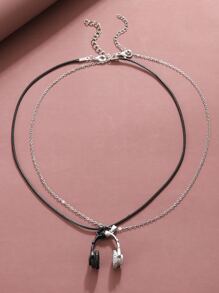 2入組時尚磁性情侶耳機掛件項鍊,運動風格,適合日常穿戴,以及情人節禮物 - 彩色 - 查看 3