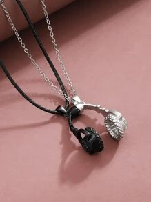 2入組時尚磁性情侶耳機掛件項鍊,運動風格,適合日常穿戴,以及情人節禮物 - 彩色 - 查看 4