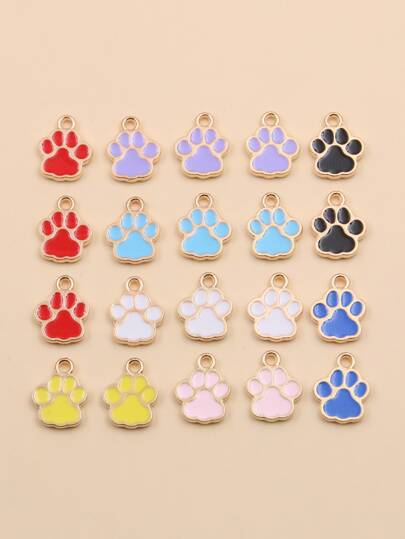 20pcs 10*14mm 8 Color Alloy Metal KC Drop Oil Dog Cat Bear Paw Charms Animal Pendant For DIY Bracelet Necklace Jewelry Making