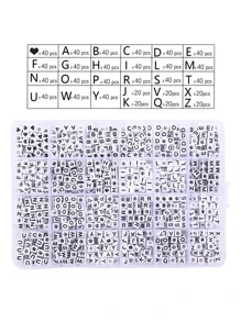 1box Letter Detail Cube Design DIY Bead - Multicolor - View 1