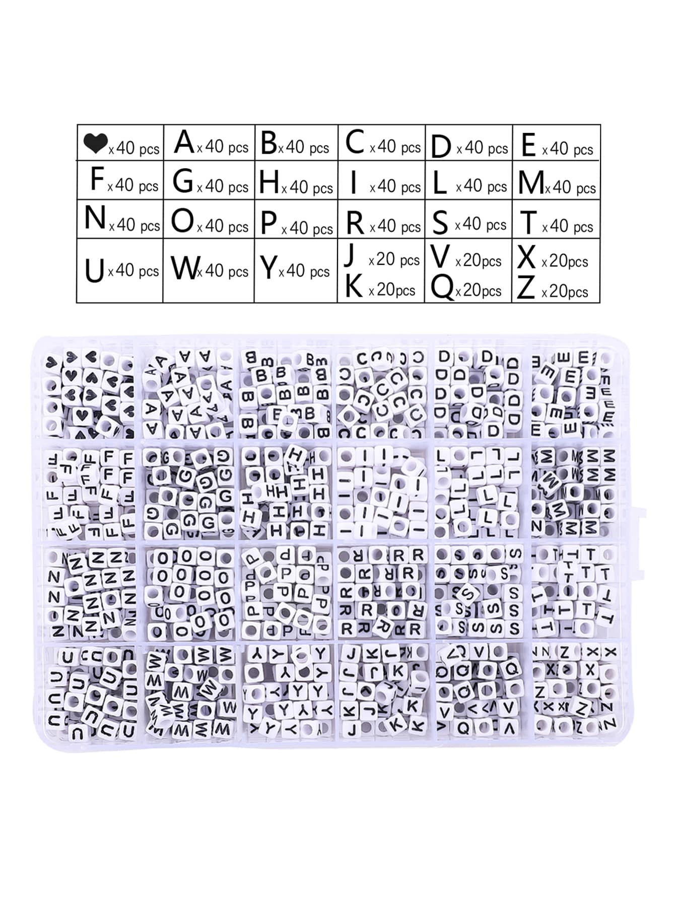 1box Letter Detail Cube Design DIY Bead - Multicolor - View 1