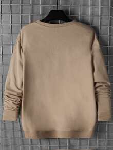 RueChic Men Letter Graphic Sweatshirt - Apricot - View 2