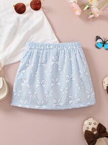 Toddler Girls Bow Front Ruffle Trim Skirt - Baby Blue - View 2