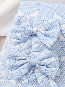 Toddler Girls Bow Front Ruffle Trim Skirt - Baby Blue - View 3