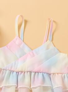 Toddler Girls Tie Dye Ruffle Hem Cami Top & Trousers - Multicolor - View 3