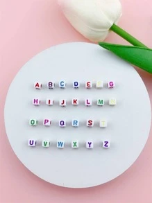 100pcs/set Letter Graphic Cube Design DIY Bead - Multicolor - View 1